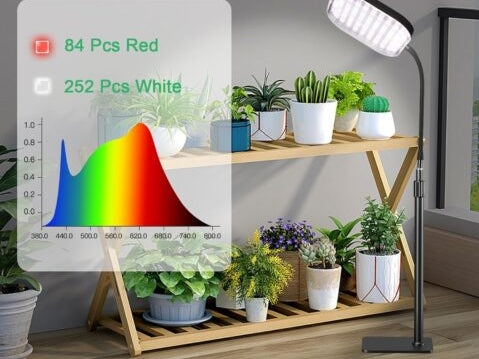 Poterra Grow Light for Indoor Plants, 6000K Full Spectrum Plant Lamp with Red Blue White LEDs, Foldable & Height Adjustable 9-25'' with Auto Timer 4/8/12Hrs