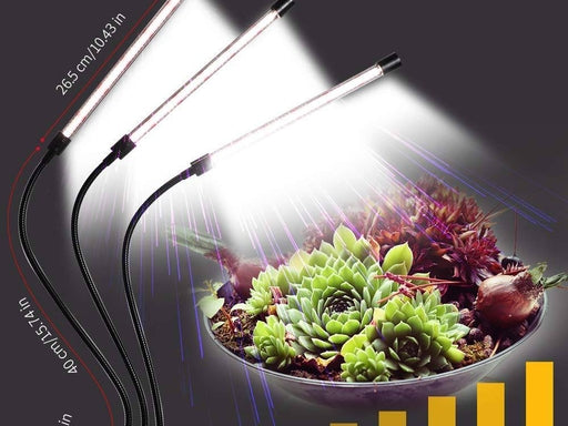 Poterra Grow Light for Indoor Plants, 6000K Full Spectrum Plant Lamp with Red Blue White LEDs, Foldable & Height Adjustable 9-25'' with Auto Timer 4/8/12Hrs